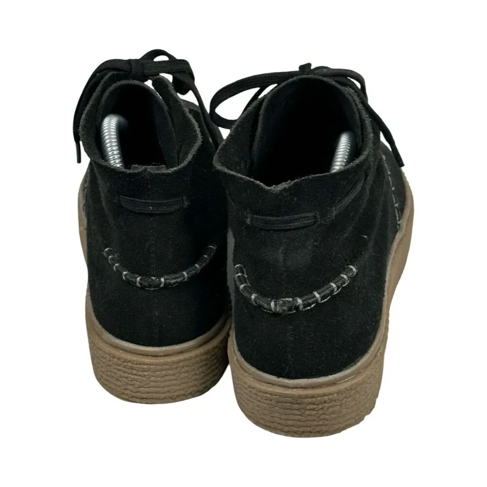 Free People Black Suede Leather Boho Chukka Sneaker Booties Women’s Size 39